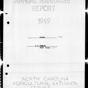 Annual Narrative Report of Extension Work, Durham County, NC, 1949