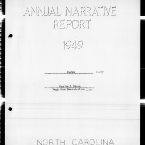 Annual Narrative Report of Home Demonstration Work, African American, Durham County, NC, 1949
