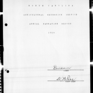 Annual Narrative Report of Extension Work, Durham County, NC, 1950