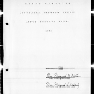Annual Narrative Report of Home Demonstration Work, Durham County, NC, 1952