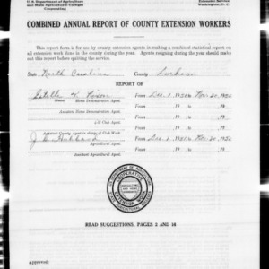Combined Annual Report of County Extension Workers, African American, Durham County, NC