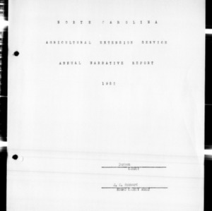 Annual Narrative Report of Extension Work, African American, Durham County, NC, 1952