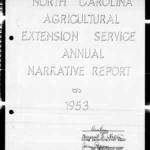 Annual Narrative Report of Home Demonstration Work, Durham County, NC, 1953