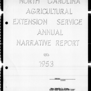 Annual Narrative Report of Home Demonstration Work, African American, Durham County, NC, 1953