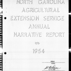Annual Narrative Report of Extension Work, Durham County, NC, 1954