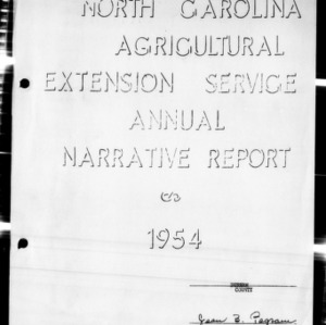 Annual Narrative Report of Home Demonstration Work, Durham County, NC, 1954