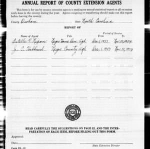 Annual Report of County Extension Agents, African American, Durham County, NC