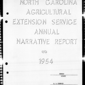 Annual Narrative Report of Extension Work, African American, Durham County, NC, 1954