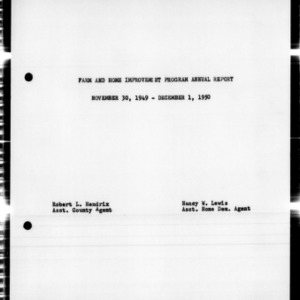 Farm and Home Improvement Program Annual Report, Edgecombe County, NC, 1950