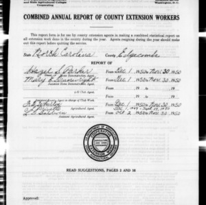 Combined Annual Report of County Extension Workers, African American, Edgecombe County, NC