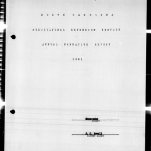 Annual Narrative Report of Extension Work, Edgecombe County, NC, 1951
