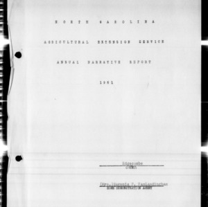 Annual Narrative Report of Home Demonstration Work, Edgecombe County, NC, 1951