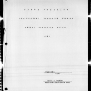 Annual Narrative Report of Home Demonstration Work, African American, Edgecombe County, NC, 1951