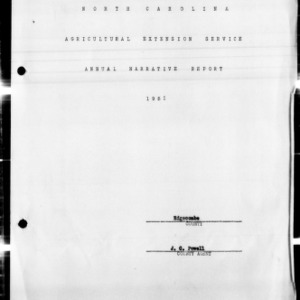Annual Narrative Report of Extension Work, Edgecombe County, NC, 1952