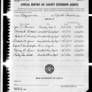 Annual Report of County Extension Agents, Edgecombe County, NC