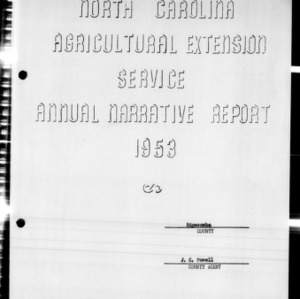 Agricultural Extension Service Annual Narrative Report, Edgecombe County, NC, 1953