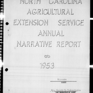Home Demonstration Service Annual Narrative Report, Edgecombe County, NC, 1953