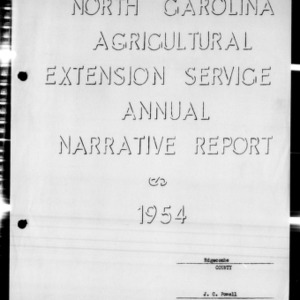 Agricultural Extension Service Annual Narrative Report, Edgecombe County, NC, 1954