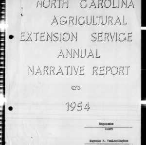 Home Demonstration Service Annual Narrative Report, Edgecombe County, NC, 1954