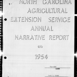 Home Demonstration Service Annual Narrative Report, African American, Edgecombe County, NC, 1954