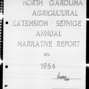 Home Demonstration Service Annual Narrative Report, African American, Iredell County, NC, 1954