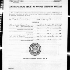 Combined Annual Report of County Extension Workers, African American, Forsyth County, NC
