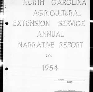Home Demonstration Annual Narrative Report, African American, Forsyth County, NC, 1954