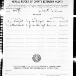 Annual Report of County Extension Agents, African American, Forsyth County, NC