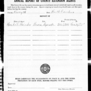 Annual Report of County Extension Agents, Home Agent, African American, Forsyth County, NC