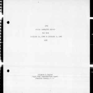 Annual Narrative Report of 4-H Work, African American, Franklin County, NC, 1945