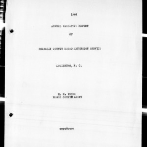 Annual Narrative Report of Extension Service, African American, Franklin County, NC, 1946