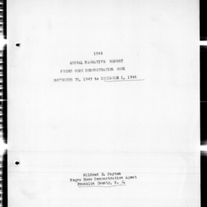 Annual Narrative Report of Home Demonstration Work, African American, Franklin County, NC, 1946