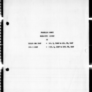 Annual Narrative Report of Home Demonstration Work, Franklin County, NC, 1947