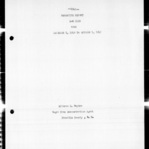 Annual Narrative Report of 4-H Club Work, Franklin County, NC, 1947