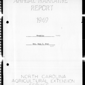 Annual Narrative Report of Home Demonstration Work, Franklin County, NC, 1949