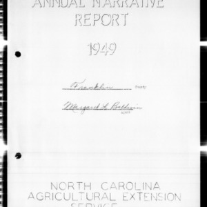 Annual Narrative Report of Home Demonstration Work, African American, Franklin County, NC, 1949
