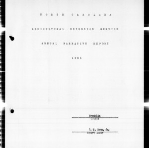 Agricultural Extension Service Annual Narrative Report, Franklin County, NC, 1951