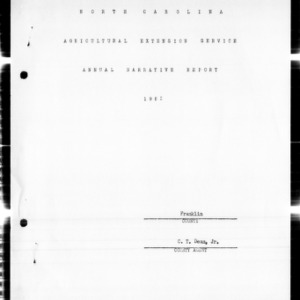 Agricultural Extension Service Annual Narrative Report, Franklin County, NC, 1952