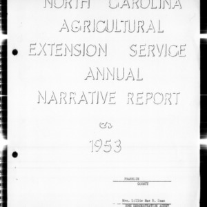 Home Demonstration Annual Narrative Report, Franklin County, NC, 1953