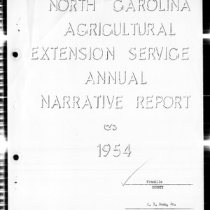 Agricultural Extension Service Annual Narrative Report, Franklin County, NC, 1954