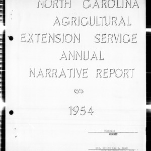 Home Demonstration Annual Narrative Report, Franklin County, NC, 1954