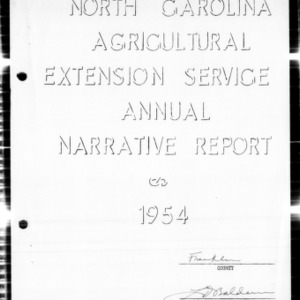 Agricultural Extension Service Annual Narrative Report, African American, Franklin County, NC, 1954