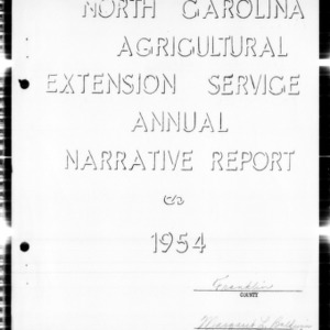 Home Demonstration Annual Narrative Report, African American, Franklin County, NC, 1954