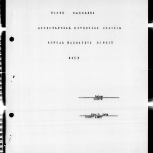Agricultural Extension Service Annual Narrative Report, Gates County, NC, 1953