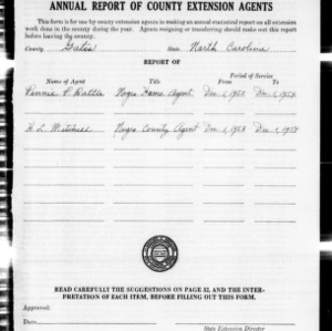 Annual Report of County Extension Agents, African American, Gates County, NC