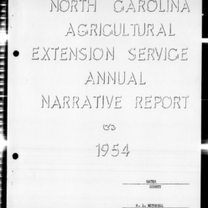 Agricultural Extension Service Annual Narrative Report, African American, Gates County, NC, 1954