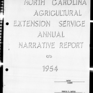 Home Demonstration Extension Work Annual Narrative Report, African American, Gates County, NC, 1954