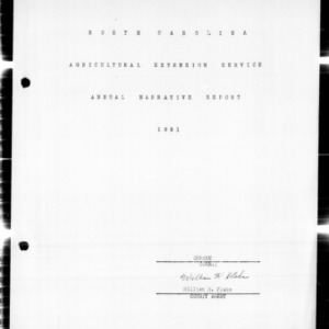 Agricultural Extension Service Annual Narrative Report, Graham County, NC, 1951