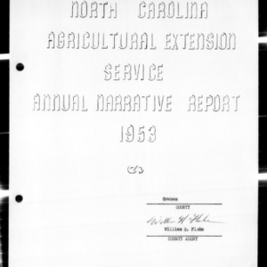 Agricultural Extension Service Annual Narrative Report, Graham County, NC, 1953
