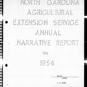 Agricultural Extension Service Annual Narrative Report, Graham County, NC, 1954